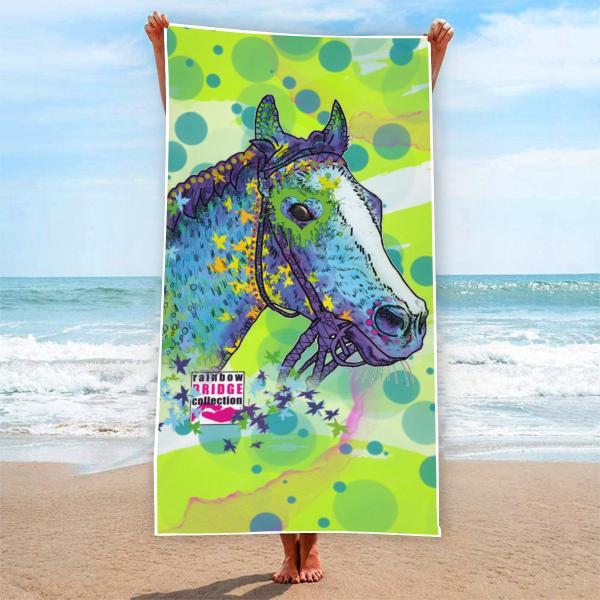 Badehandtuch Tasci– Popart-Pferdemotiv, 75x165 cm, 100 % Polyester, weich & schnelltrocknend
